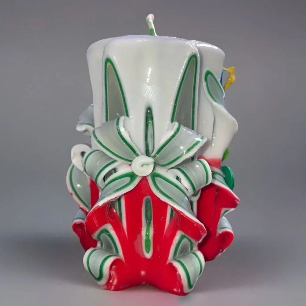 VTG Festive Carved Christmas Candle Glows in‎ Blacklight